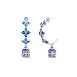 Blue Rosette Hoop Jhumka Earrings