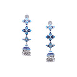 Blue Rosette Hoop Jhumka Earrings