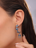 Blue Rosette Hoop Jhumka Earrings