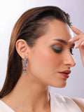 Blue Rosette Hoop Jhumka Earrings