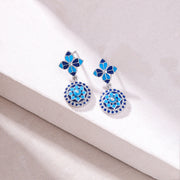 Rosette Circlet Drop Earrings