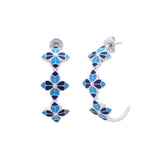 Blue Rosette Hoop Earrings