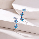 Blue Rosette Hoop Earrings