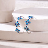 Blue Rosette Hoop Earrings