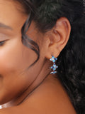 Blue Rosette Hoop Earrings