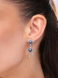 Blue Rosette Drop Earrings