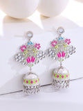 Floral Flock Dangler Jhumka Earrings