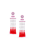 Crimson Cascade Tassel Dangler Earrings