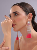 Crimson Cascade Tassel Dangler Earrings