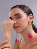 Crimson Cascade Tassel Dangler Earrings