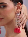 Crimson Cascade Tassel Dangler Earrings