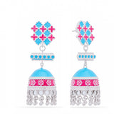 Turquoise Trellis Stud Jhumka Earrings