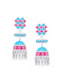 Turquoise Trellis Stud Jhumka Earrings