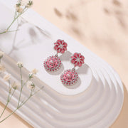 Majestic Pink Mosaic Drop Earrings