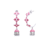 Pink Rosette Hoop Jhumka Earrings