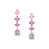 Pink Rosette Hoop Jhumka Earrings