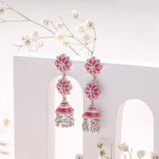 Majestic Pink Mosaic Jhumka Earrings