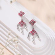 Blush Rosette Drop Earrings